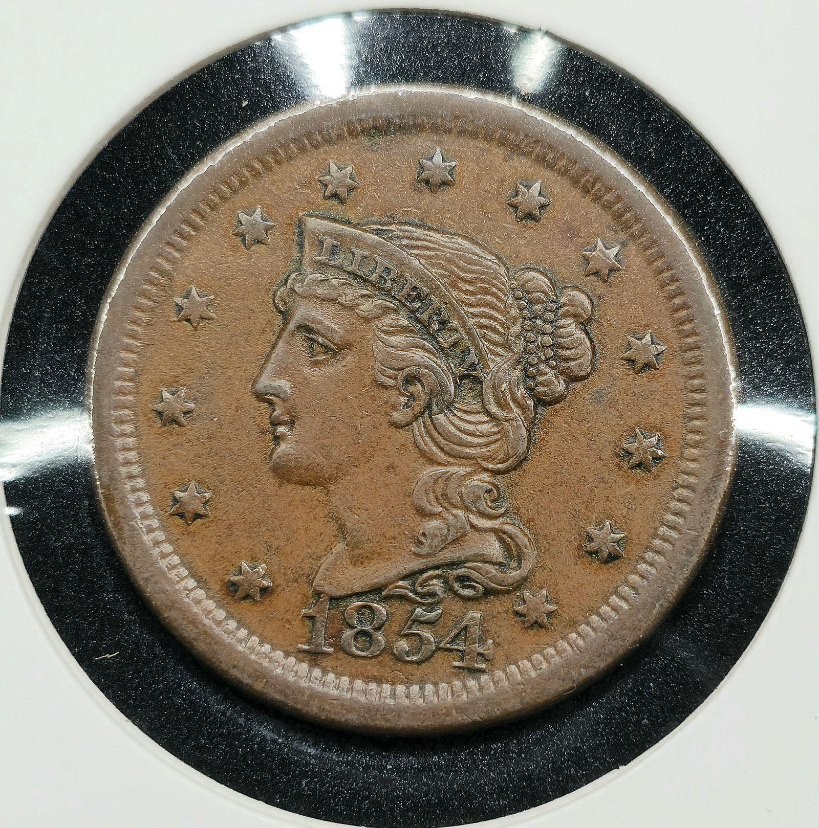 1854 Braided Hair Large Cent Coin (1 of 2)