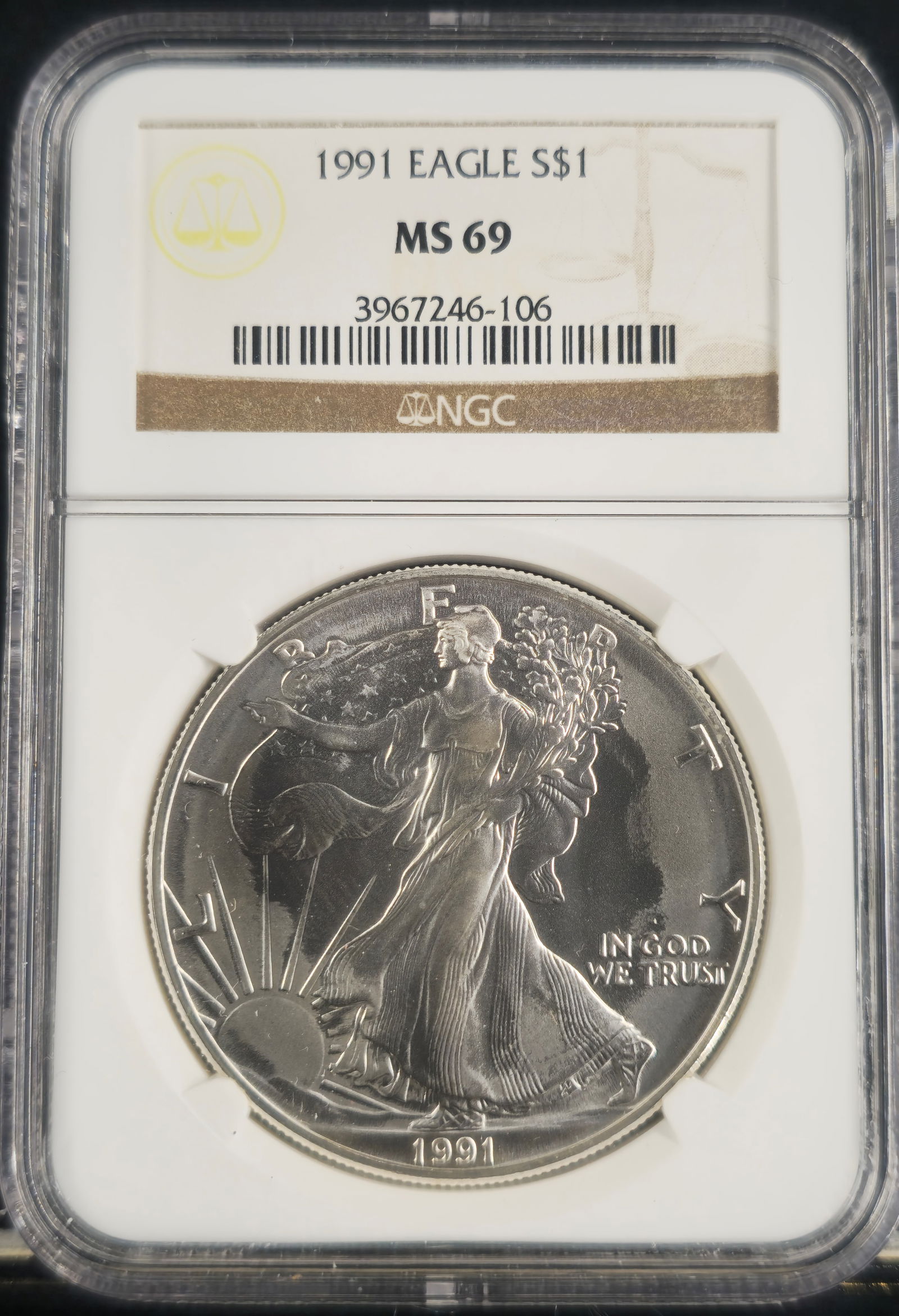 1991 American Silver Eagle MS 69 NGC (1 of 2)