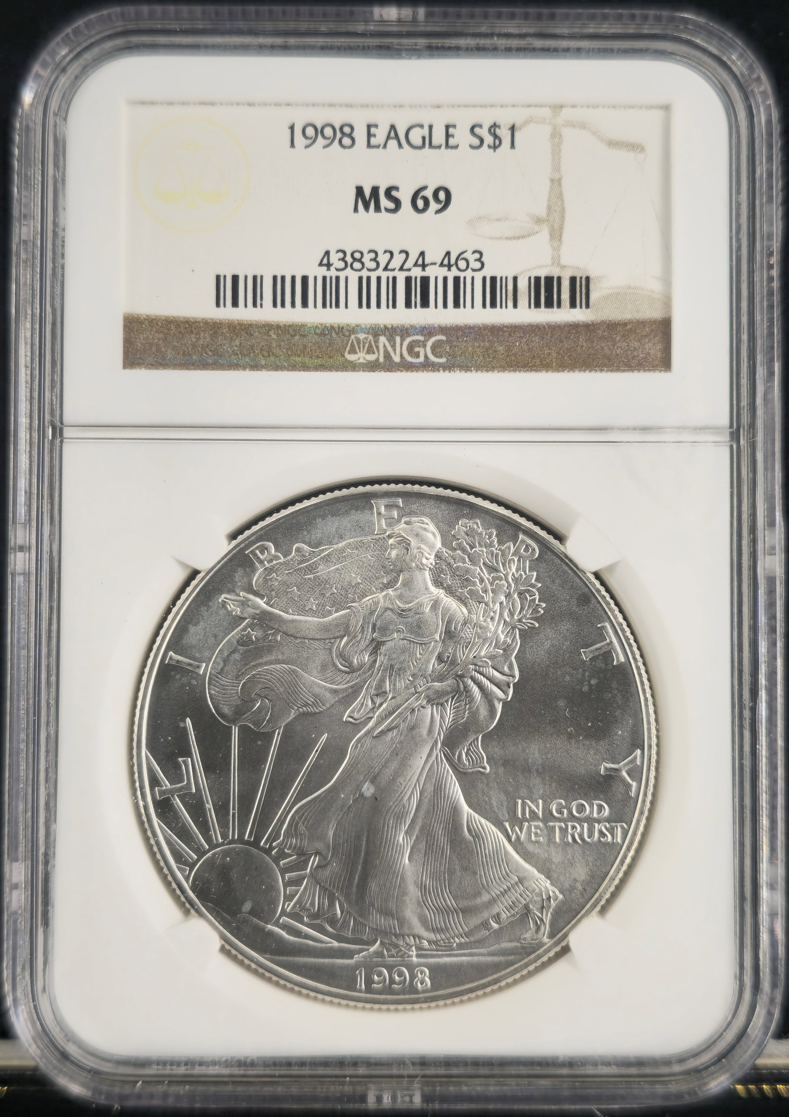 1998 American Silver Eagle MS 69 NGC (1 of 2)