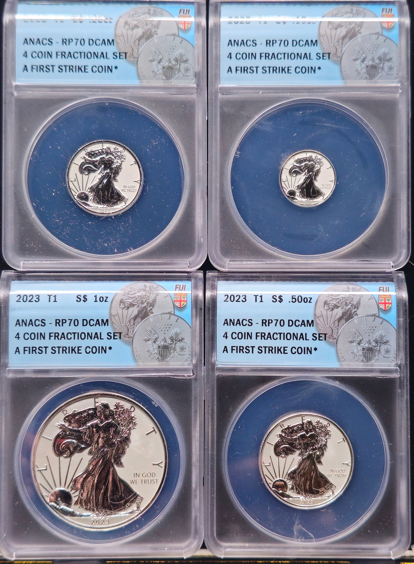 2023 Silver Eagle Fiji Fractional Set ANACS RP70 DCAM (1 of 6)