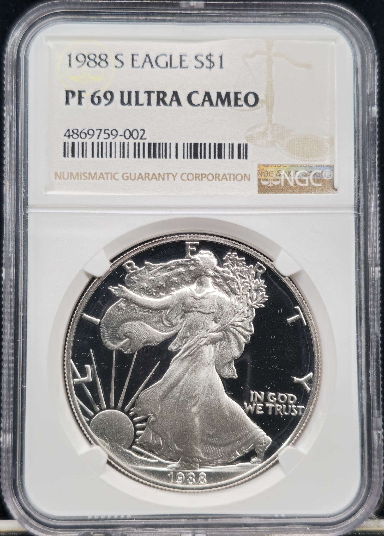 1988-S American Silver Eagle PF 69 Ultra Cameo NGC (1 of 2)