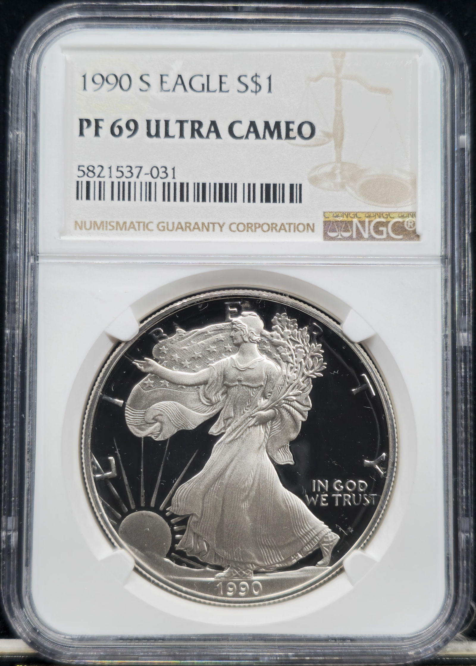 1990-S American Silver Eagle PF 69 Ultra Cameo NGC (1 of 2)