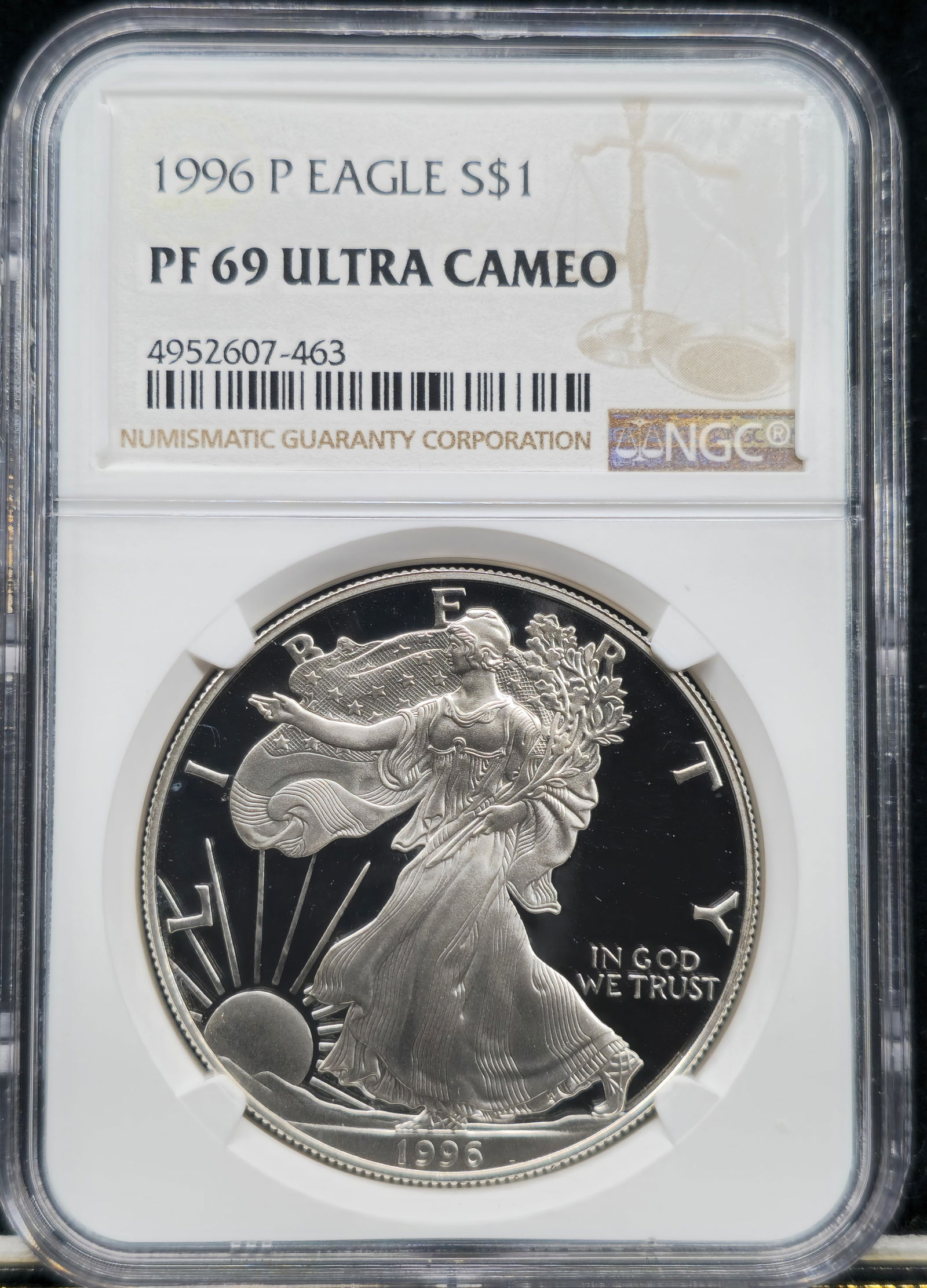 1996-P American Silver Eagle PF 69 Ultra Cameo NGC (1 of 2)