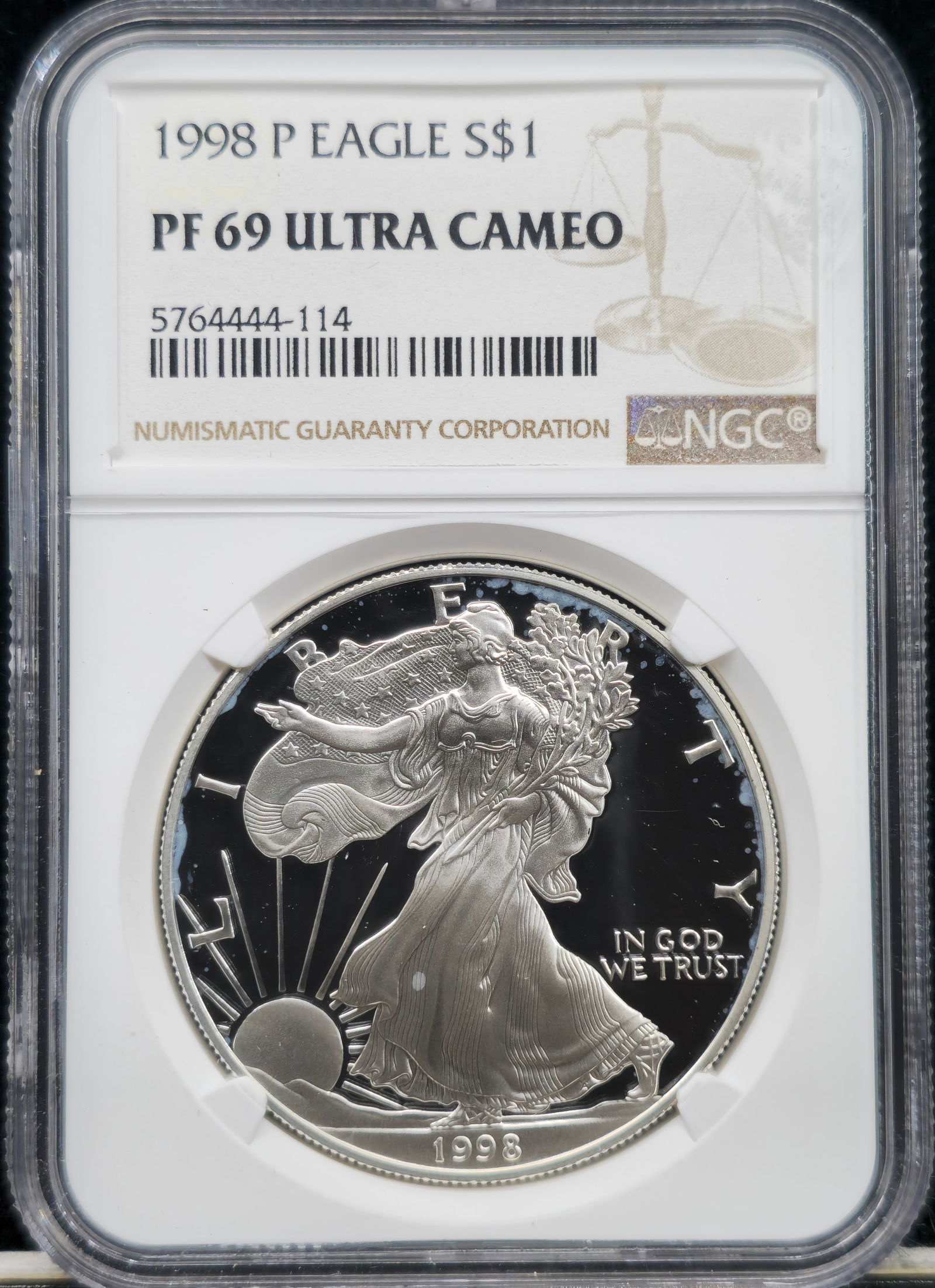 1998-P American Silver Eagle PF 69 Ultra Cameo NGC (1 of 2)