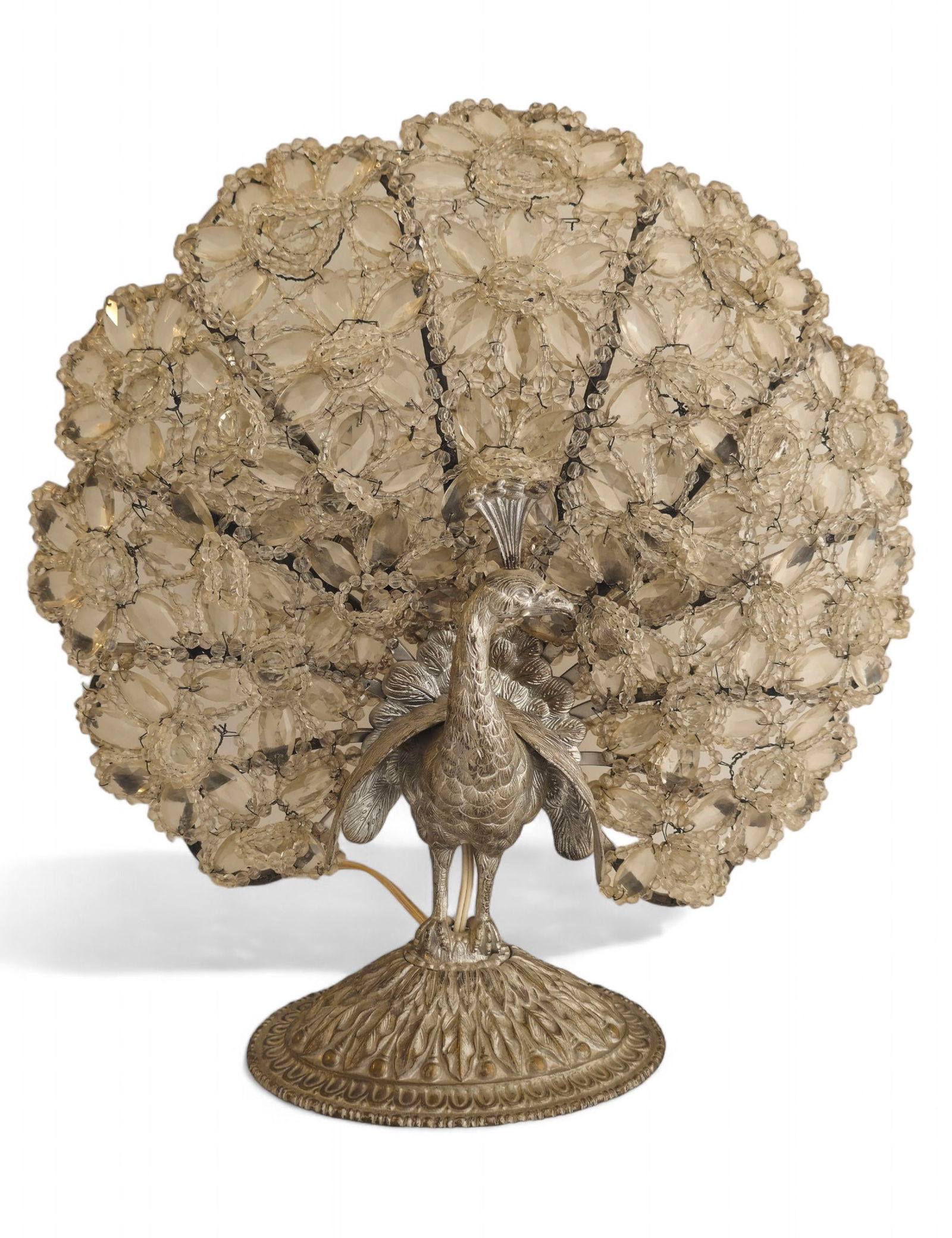 Czech Art Deco Beaded Peacock Lamp (1 of 8)