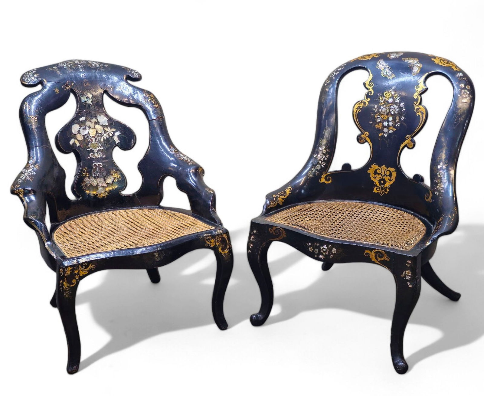 19th Century Victorian Black Lacquered Chairs (1 of 11)