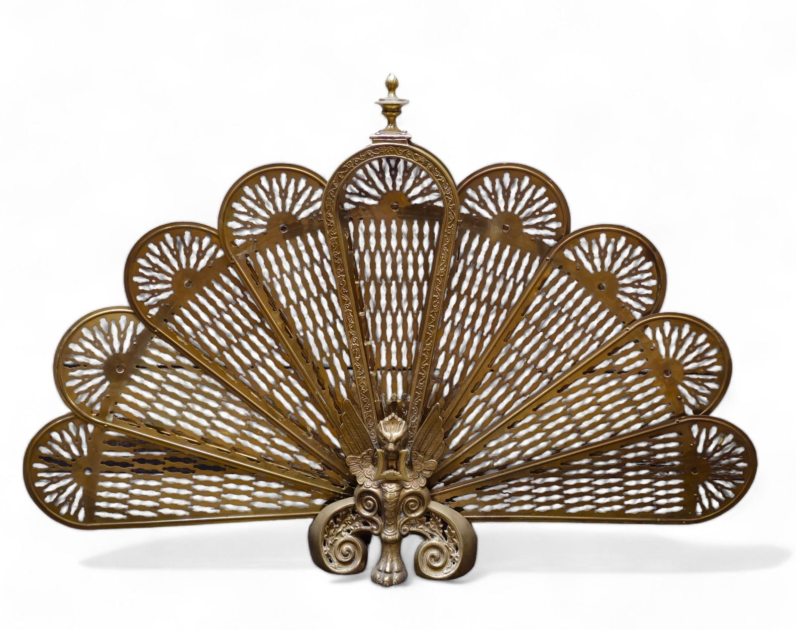 Winged Griffin Brass Peacock Fire Screen (1 of 8)