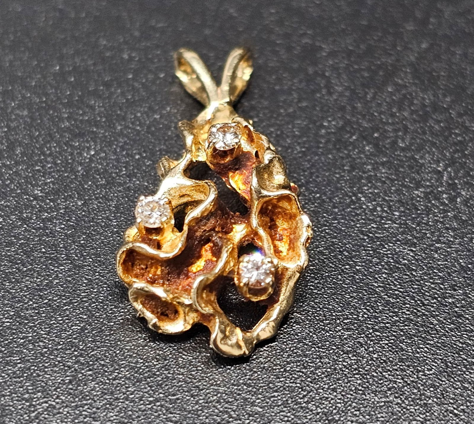 14k Gold Nugget & Diamond Pendant (1 of 6)