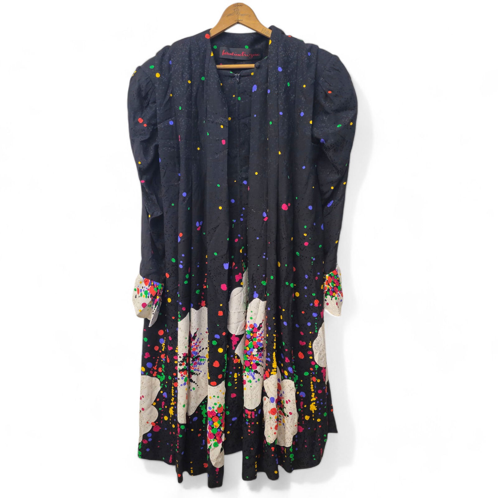 Pauline Trigere Polka Dot and Floral Print Silk Dress (1 of 6)