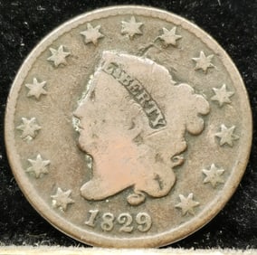1829 Matron Head Medium Letter Large Cent Coin