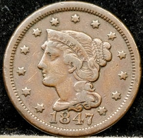 1847 Liberty Head Large Cent Coin