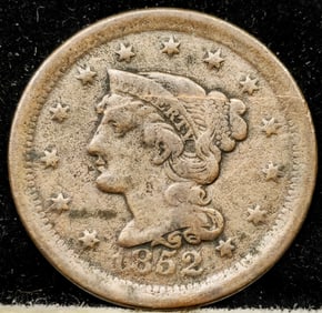 1852 Liberty Head Large Cent Coin