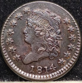 1814 Classic Head Plain 4 Large Cent Coin
