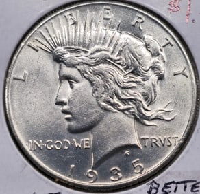 1935 Peace Silver Dollar Coin Uncirculated Key Date