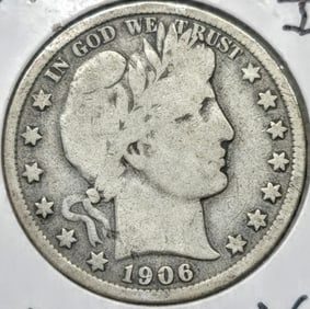 1906-D Barber Silver Half Dollar Coin