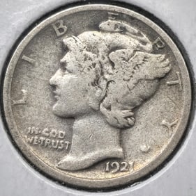 1921 Mercury Silver Dime Coin Key Date