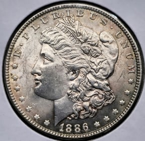 1886 Morgan Silver Dollar Coin  Uncirculated Toned