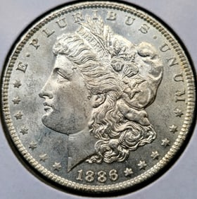 1886 Morgan Silver Dollar DMPL Coin Uncirculated