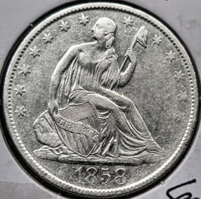1858-O Seated Liberty Silver Half Dollar Coin