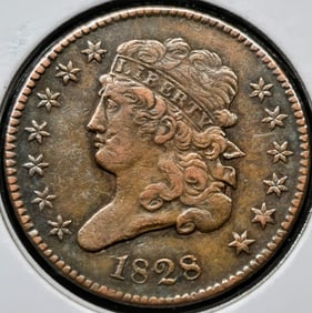 1828 Classic Head Half Cent 13 Stars Coin