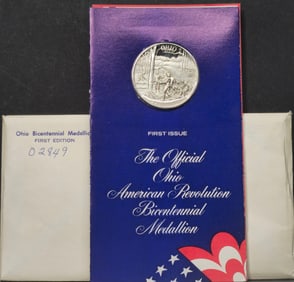 Ohio American Revolution 1976 Bicentennial Medallion 1 Oz. Sterling Silver