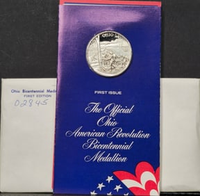 Ohio American Revolution 1976 Bicentennial Medallion 1 Oz. Sterling Silver