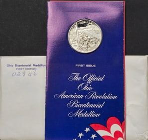 Ohio American Revolution 1976 Bicentennial Medallion 1 Oz. Sterling Silver