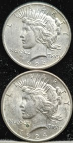 1924 Peace Silver Dollar Coins
