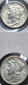 1939 & 1941 Mercury Silver Dime FB Coins Uncirculated