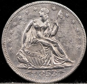 1853 Seated Liberty Silver Half Dollar Uncirculated
