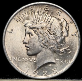 1925 Peace Silver Dollar Coin Toned Uncirculated