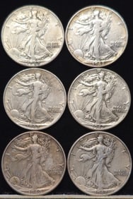 1942 Walking Liberty Silver Half Dollar Coins