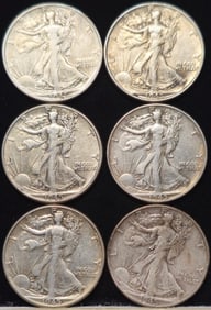 1945 Walking Liberty Silver Half Dollar Coins