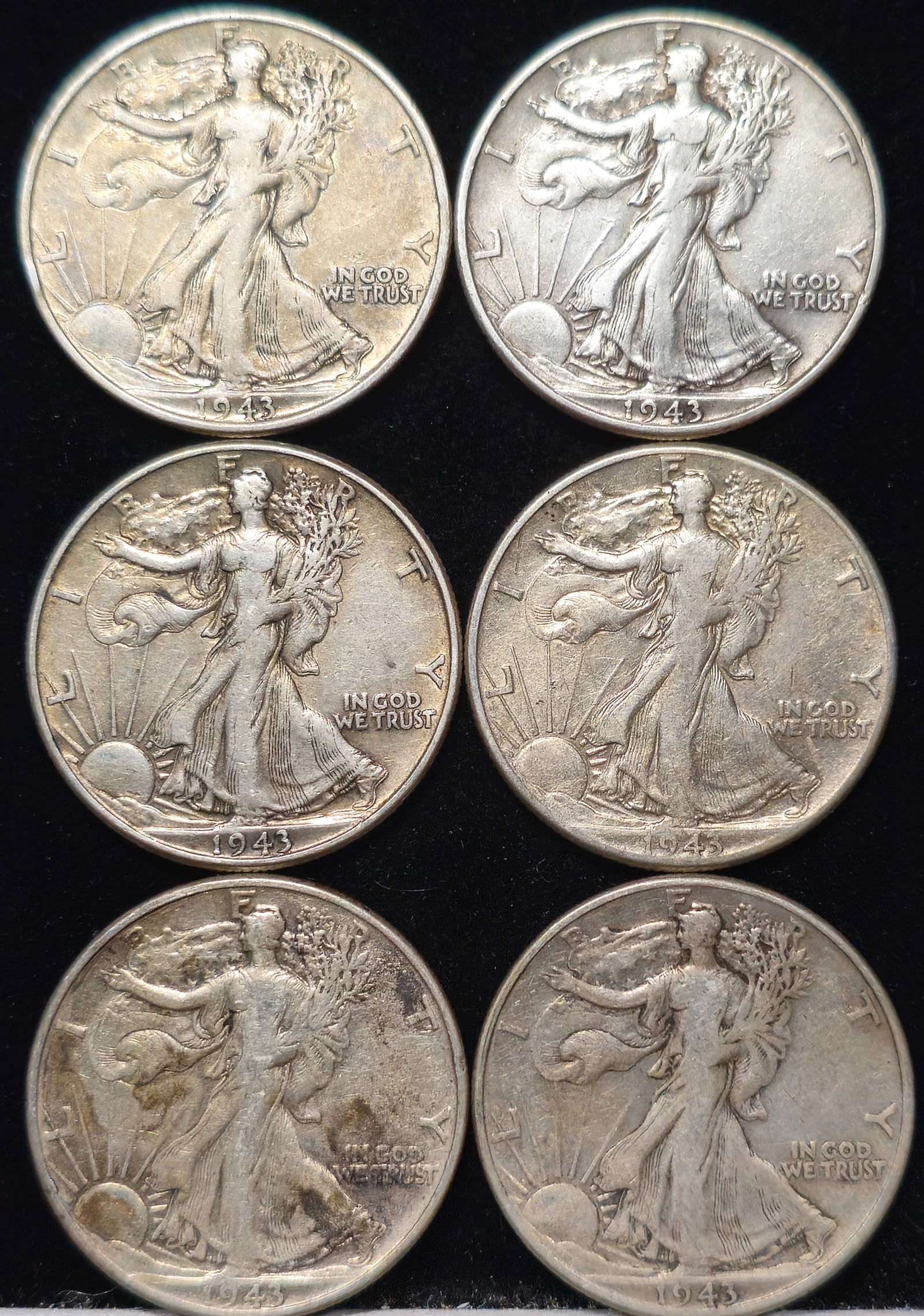 1943 Walking Liberty Silver Half Dollar Coins (1 of 2)