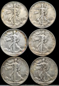 1941 & 1942 Walking Liberty Silver Half Dollar Coins