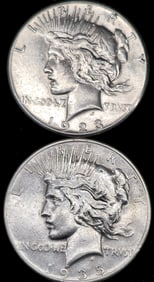 1923-S & 1935 Peace Silver Dollar Coins