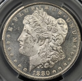 1880-CC Morgan Silver Dollar 8/7 Low 7  VAM-6 MS 63 CAC