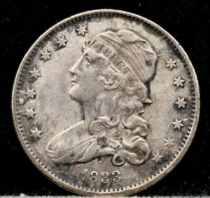 1833 Capped Bust Silver Quarter AU