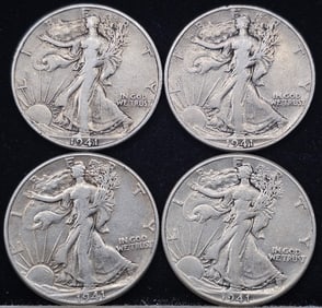1941 Walking Liberty Silver Half Dollar Coins