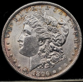 1896 Morgan Silver Dollar Coin Uncirculated Toned