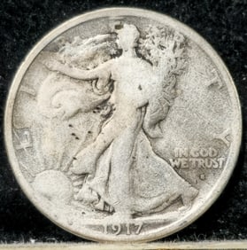 1917-S Walking Liberty Obverse Silver Half Dollar Key Date Coin