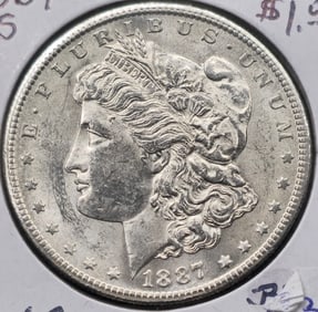 1887-S Morgan Silver Dollar Coin Uncirculated