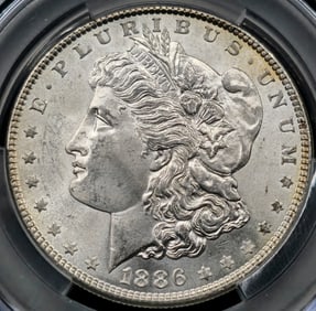 1886 Morgan Silver Dollar Coin MS 64 CAC