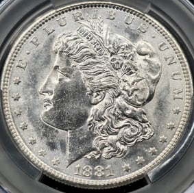 1881-S Morgan Silver Dollar Coin MS 60 CAC
