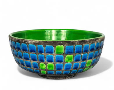 Rare Alvino Bagni Glazed Earthenware Bowl: Bowl, Raymore, Italy, 1960. Glazed earthenware. Marked Italy to underside. 10dia x 4 1/2h.