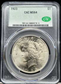 1923 Peace Silver Dollar MS 64 CAC
