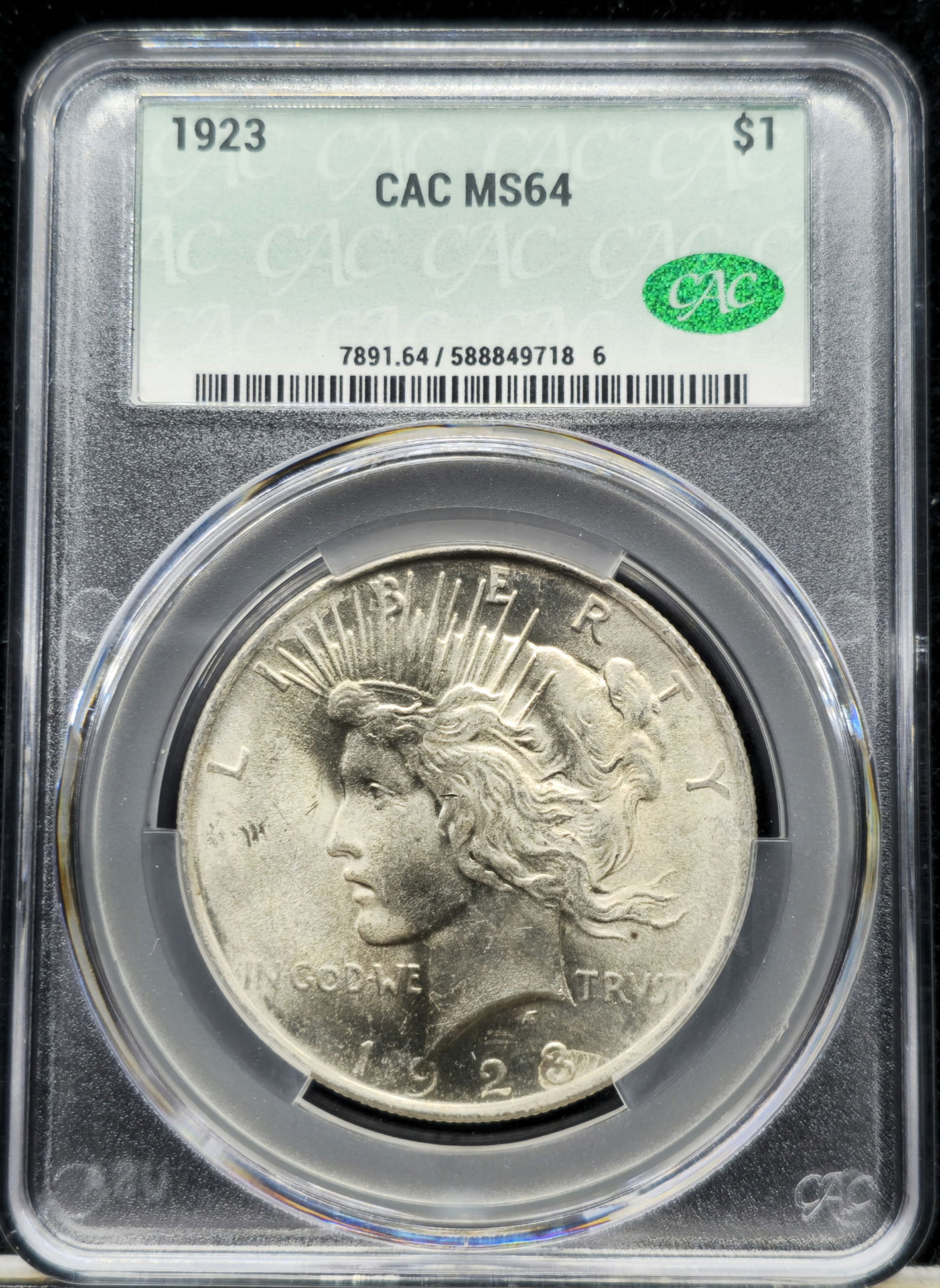 1923 Peace Silver Dollar MS 64 CAC
