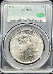 1923 Peace Silver Dollar MS 63 CAC