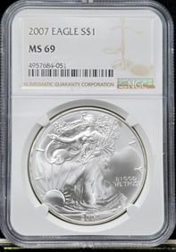 2007 Silver Eagle MS 69 NGC