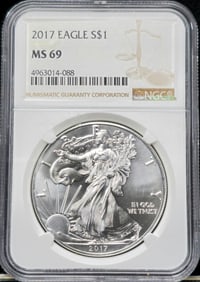 2017 Silver Eagle MS 69 NGC